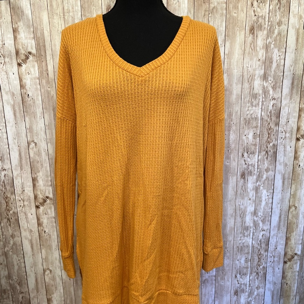 Zenana Outfitters Yellow V-Neck Sweater with Ribbed Texture